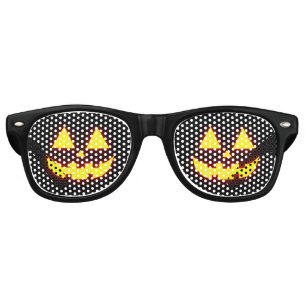 Happy Halloween Jack-o'-Lantern Face 3-Neon Orange Retro Sunglasses