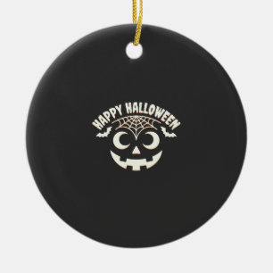 Happy Halloween Jack-O-Lantern Face Design_1 Ceramic Ornament