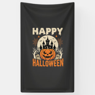 Happy Halloween Jack O Lantern Haunted Castle Banner