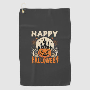 Happy Halloween Jack O Lantern Haunted Castle Golf Towel