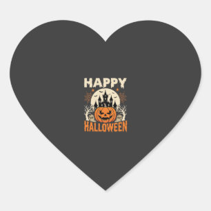 Happy Halloween Jack O Lantern Haunted Castle Heart Sticker