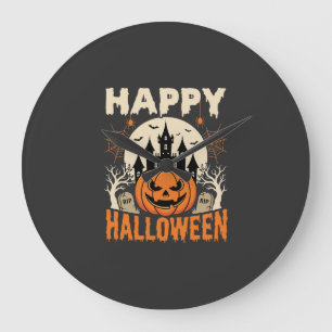 Happy Halloween Jack O Lantern Haunted Castle Large Clock