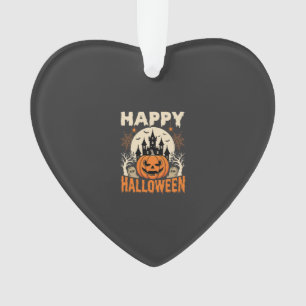 Happy Halloween Jack O Lantern Haunted Castle Ornament