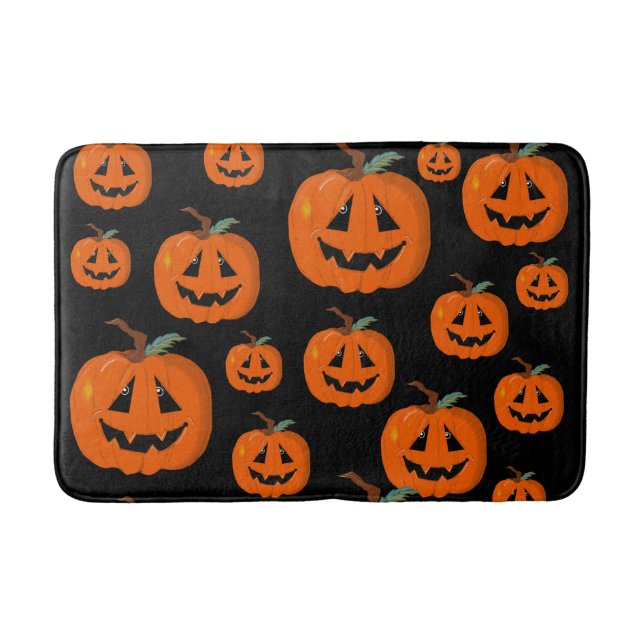 Happy Halloween Jack O Lantern Illustrative Art Bath Mat (Front)