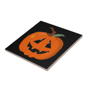 Happy Halloween Jack O Lantern Illustrative Art Ceramic Tile