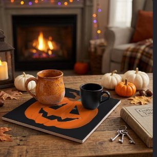 Happy Halloween Jack O Lantern Illustrative Art Ceramic Tile
