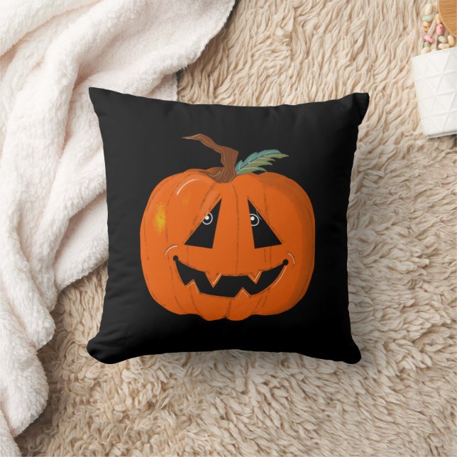 Happy Halloween Jack O Lantern Illustrative Art Cushion (Blanket)
