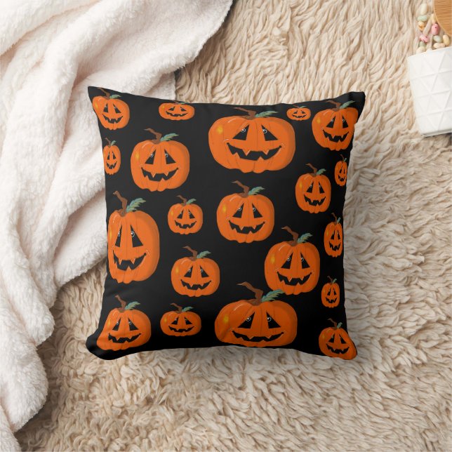 Happy Halloween Jack O Lantern Illustrative Art Cushion (Blanket)