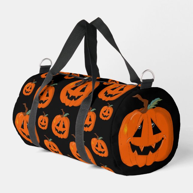 Happy Halloween Jack O Lantern Illustrative Art Duffle Bag (Left Corner)