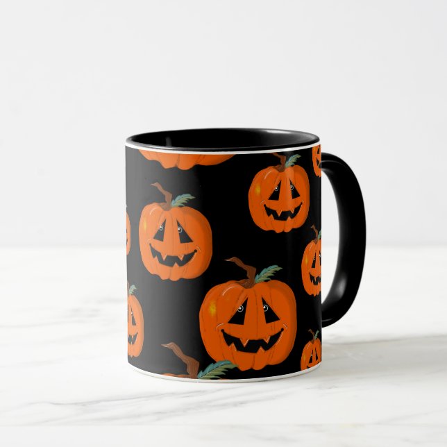 Happy Halloween Jack O Lantern Illustrative Art Mug (Front Right)