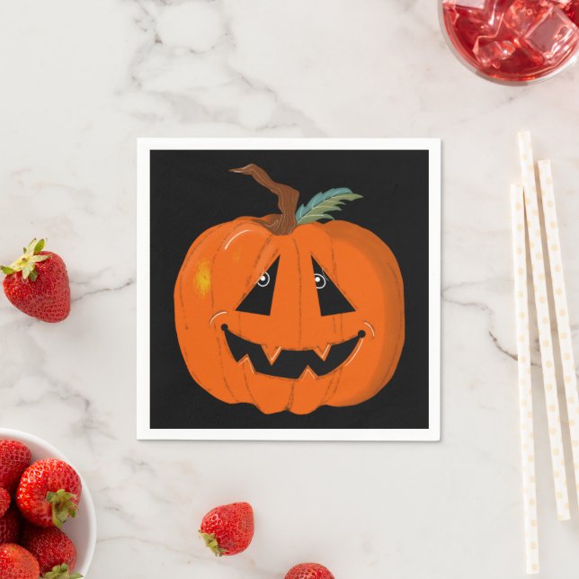 Happy Halloween Jack O Lantern Illustrative Art Napkin (Insitu)