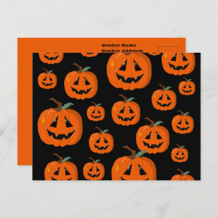 Happy Halloween Jack O Lantern Illustrative Art Postcard