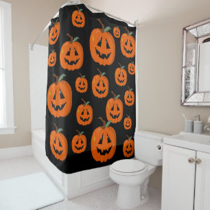 Happy Halloween Jack O Lantern Illustrative Art Shower Curtain