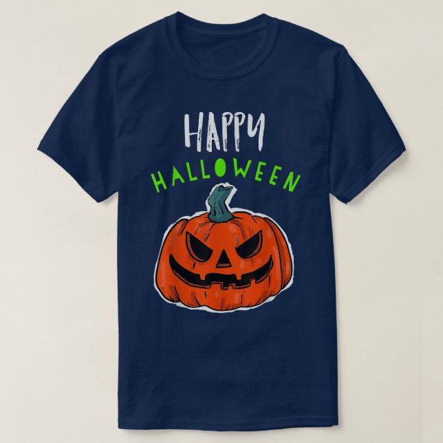 Happy Halloween Jack O Lantern Pumpkin Scary  T-Shirt (Design Front)