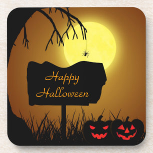 Happy Halloween Jack O Lantern Pumpkins Coaster