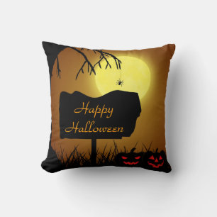 Happy Halloween Jack O Lantern Pumpkins Cushion