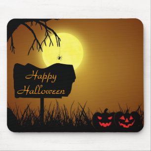 Happy Halloween Jack O Lantern Pumpkins Mouse Pad