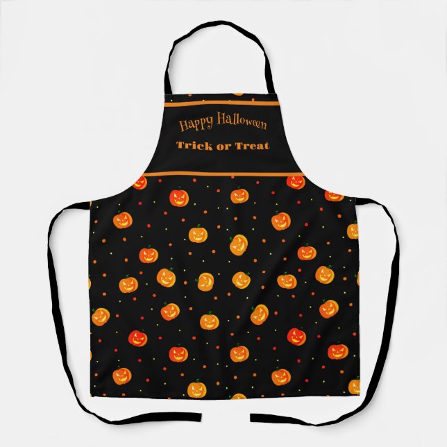  Happy Halloween Jack-o'-lantern Pumpkins Pattern Apron (Front)