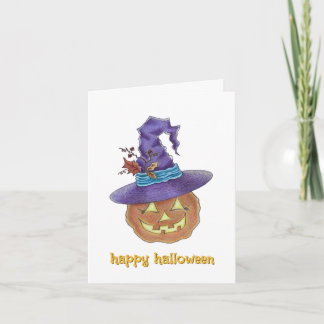Happy Halloween Jack-o-lantern witch card