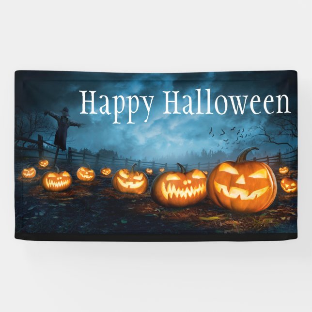 Happy Halloween Jack-O-Lanterns Banner (Horizontal)