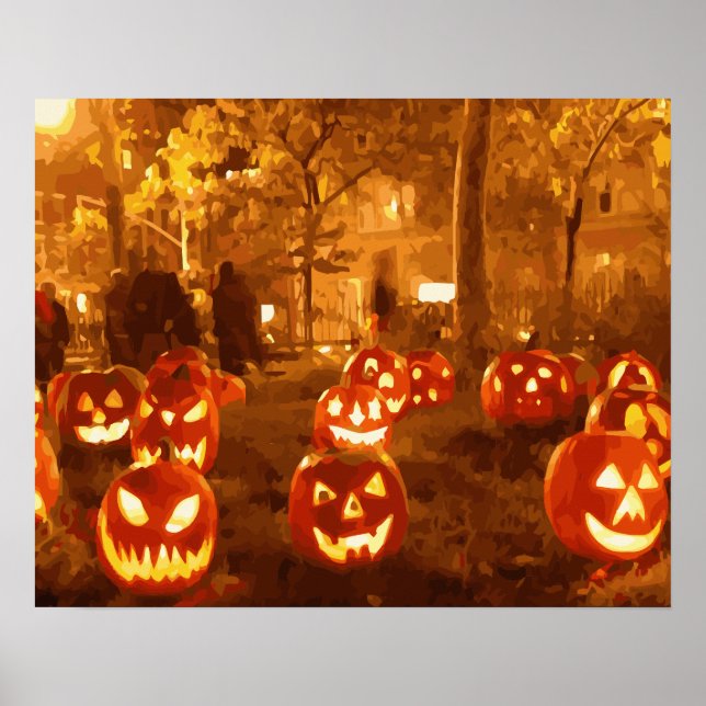 Happy Halloween Jack O Lanterns Poster (Front)