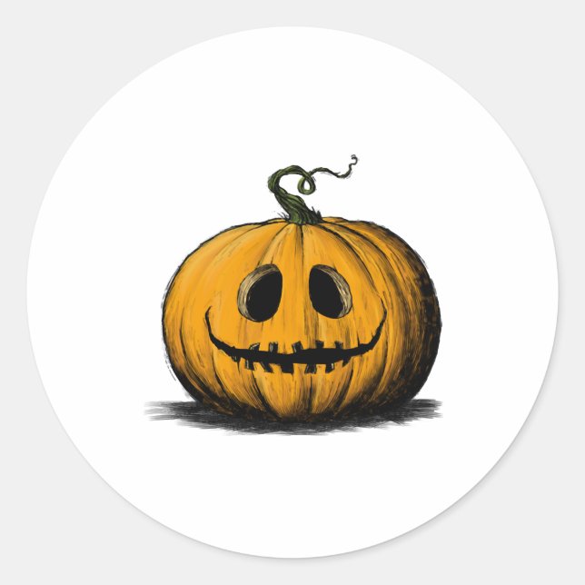 Happy Halloween Jack O'Lantern Adult Natural Classic Round Sticker (Front)