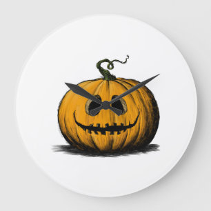 Happy Halloween Jack O'Lantern Adult Natural Large Clock
