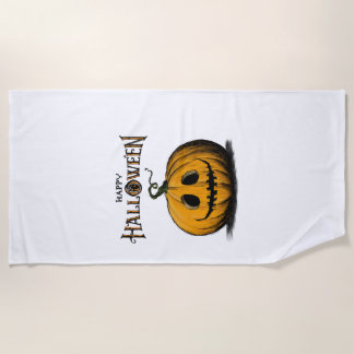 Happy Halloween Jack O'Lantern Adult Orange Tshirt Beach Towel