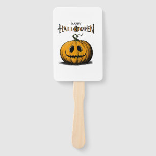 Happy Halloween Jack O'Lantern Adult Orange Tshirt Hand Fan