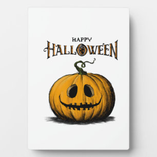 Happy Halloween Jack O'Lantern Adult Orange Tshirt Plaque