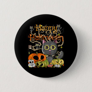 Happy Halloween Kawaii Black Cats Pumpkin Monsters 6 Cm Round Badge