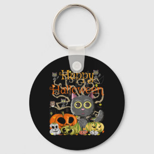 Happy Halloween Kawaii Black Cats Pumpkin Monsters Key Ring