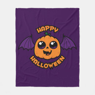 Happy Halloween Kawaii Pumpkin Spooky Cuteness Fleece Blanket