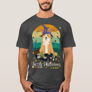 Happy Halloween Kawaii Witch Corgi & Pumpkin JackO T-Shirt