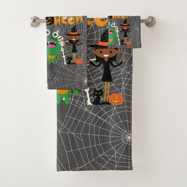 Happy Halloween Kids Cute and Spooky   Bath Towel Set (Insitu)