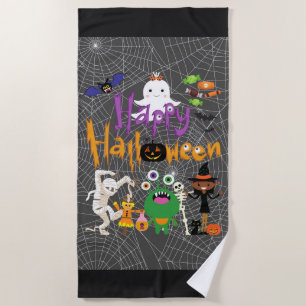Happy Halloween Kids Cute and Spooky  Beach Towel