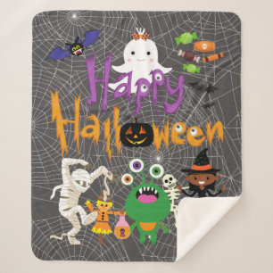 Happy Halloween Kids Cute and Spooky   Sherpa Blanket