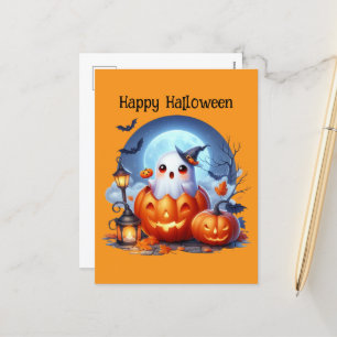 Happy Halloween kids ghost Holiday Postcard