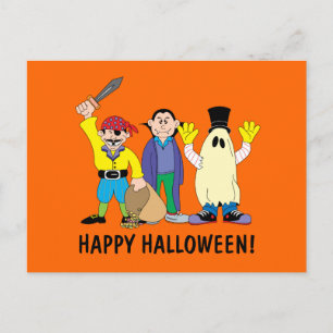 Happy Halloween Kids in Costume Postcard