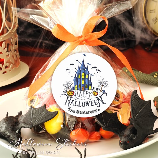 Happy Halloween Kids Party Halloween Classic Round Sticker (Creator Uploaded)