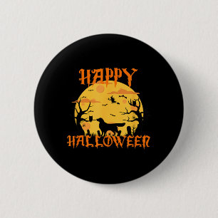 Happy Halloween Lab Golden Retriever Dog Black Cat 6 Cm Round Badge
