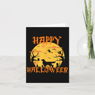 Happy Halloween Lab Golden Retriever Dog Black Cat Card