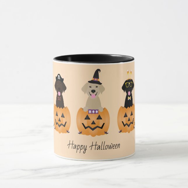 Happy Halloween Labrador Retriever Dogs Pumpkin Mug (Center)