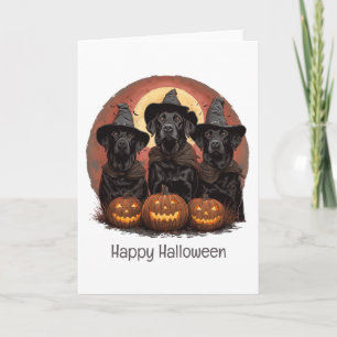 Happy Halloween Labrador Retriever Dogs Witch Hats Card