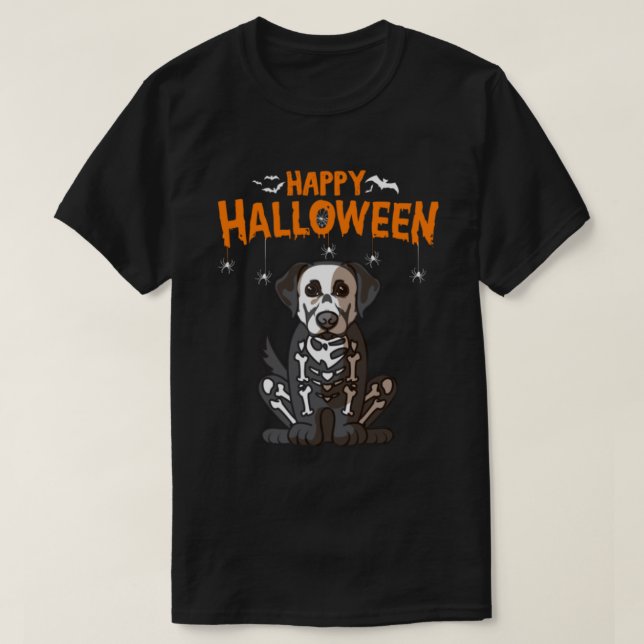 Happy Halloween Labrador Retriever Skeleton Dog Co T-Shirt (Design Front)