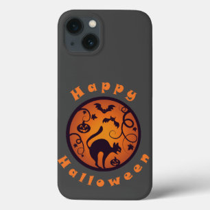 Happy Halloween lantern black cat spiders and bats iPhone 13 Case