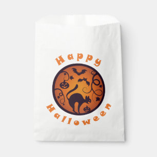 Happy Halloween lantern black cat spiders and bats Favour Bag