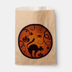 Happy Halloween lantern black cat spiders and bats Favour Bag