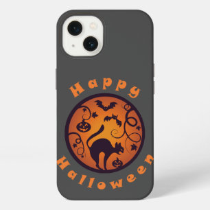 Happy Halloween lantern black cat spiders and bats iPhone 13 Case