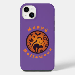 Happy Halloween lantern black cat spiders and bats iPhone 14 Plus Case